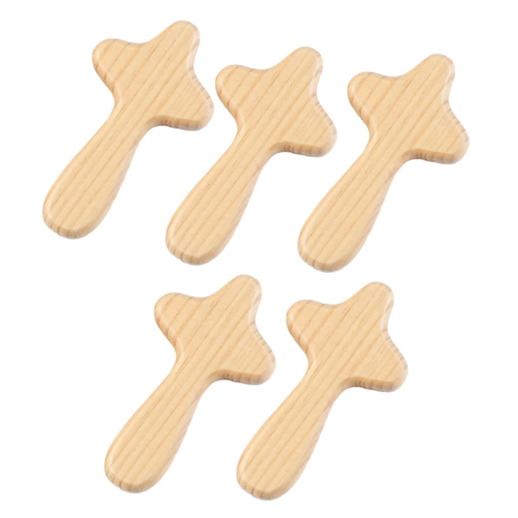 EXCIXING Set of 5 Handheld Wood Pocket Crosses for Prayer and ...