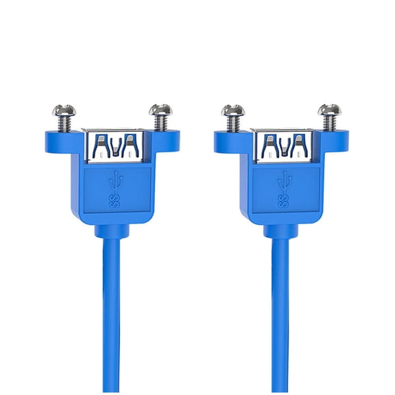 EXCIXING USB 3.0 Female to Female Extension Cable Wire Screw Panel Mount Ear 28AWG