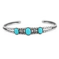 thumbnail image 1 of EXCLUSIVELY OURS! Sterling Silver Sleeping Beauty Turquoise Oval Rope Cuff Bracelet, Sizes Small to Large, 1 of 7