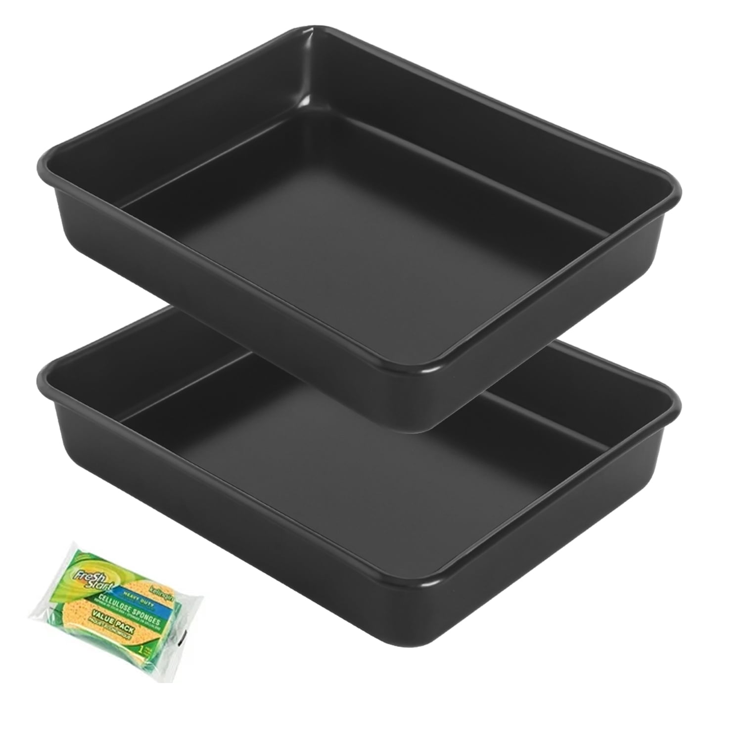 EXERAUO 9 x 11 in Baking Sheet Pans of 2, Heavy Duty Deep Size Baking Pan Nonstick Oven Pans for Cooking Brownie, Toaster Oven Pans, Easy Clean & Food Safe