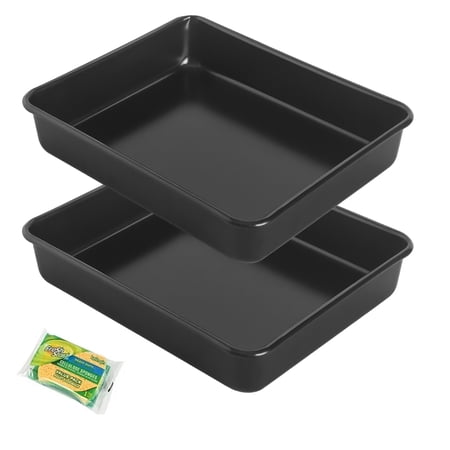 EXERAUO 9 x 11 in Baking Sheet Pans of 2, Heavy Duty Deep Size Baking Pan Nonstick Oven Pans for Cooking Brownie, Toaster Oven Pans, Easy Clean & Food Safe
