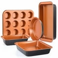 thumbnail image 1 of EXERAUO Baking Pans Sets for Kitchen, Non Stick Bakeware Sets, Durable 5 Piece Stackable Rust Free Baking Set for Cooking, 1 of 8