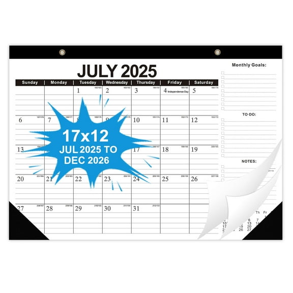 EXERAUO Desk Calendar 2025-2026, Large Wall Calendar 18-Month Monthly Planner, 17"x12" Desktop Calendar Jul 2025-Dec 2026, Big Daily Blocks with To-Do List for Home Office School