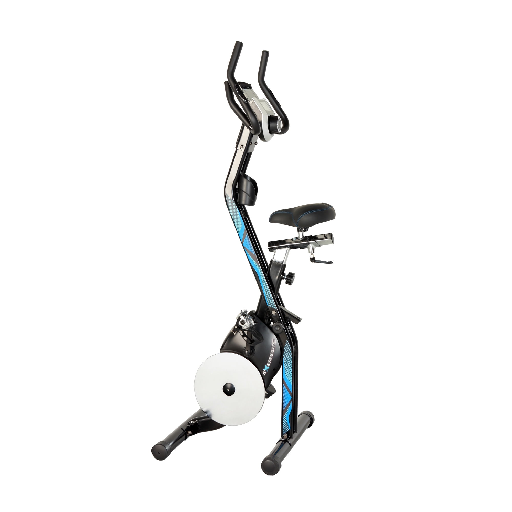 EXERPEUTIC Flywheel 100 Bluetooth Smart Technology Foldable Folding Indoor Cycling Exercise Bike with Free MyCloudFitness App