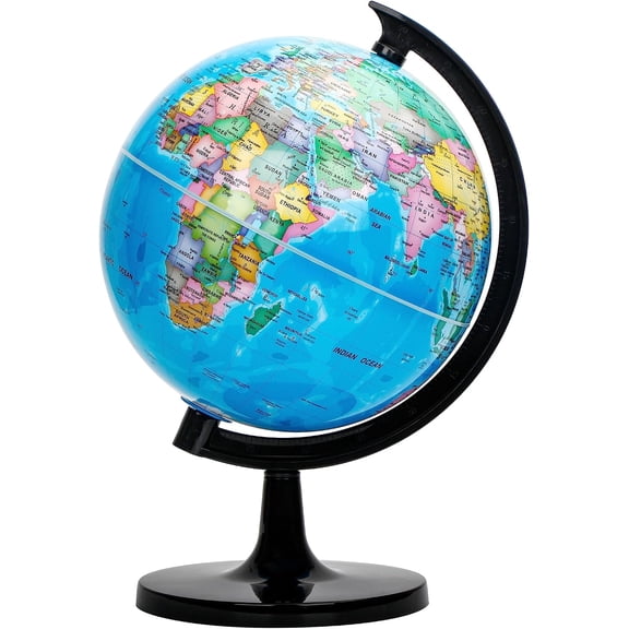 EXERZ 10inch World Globe Political Map - Educational Geographic Globe - Self Assembled School Globe