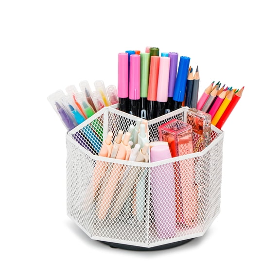 EXERZ Desk Organiser/Rotating Desk Organiser - White