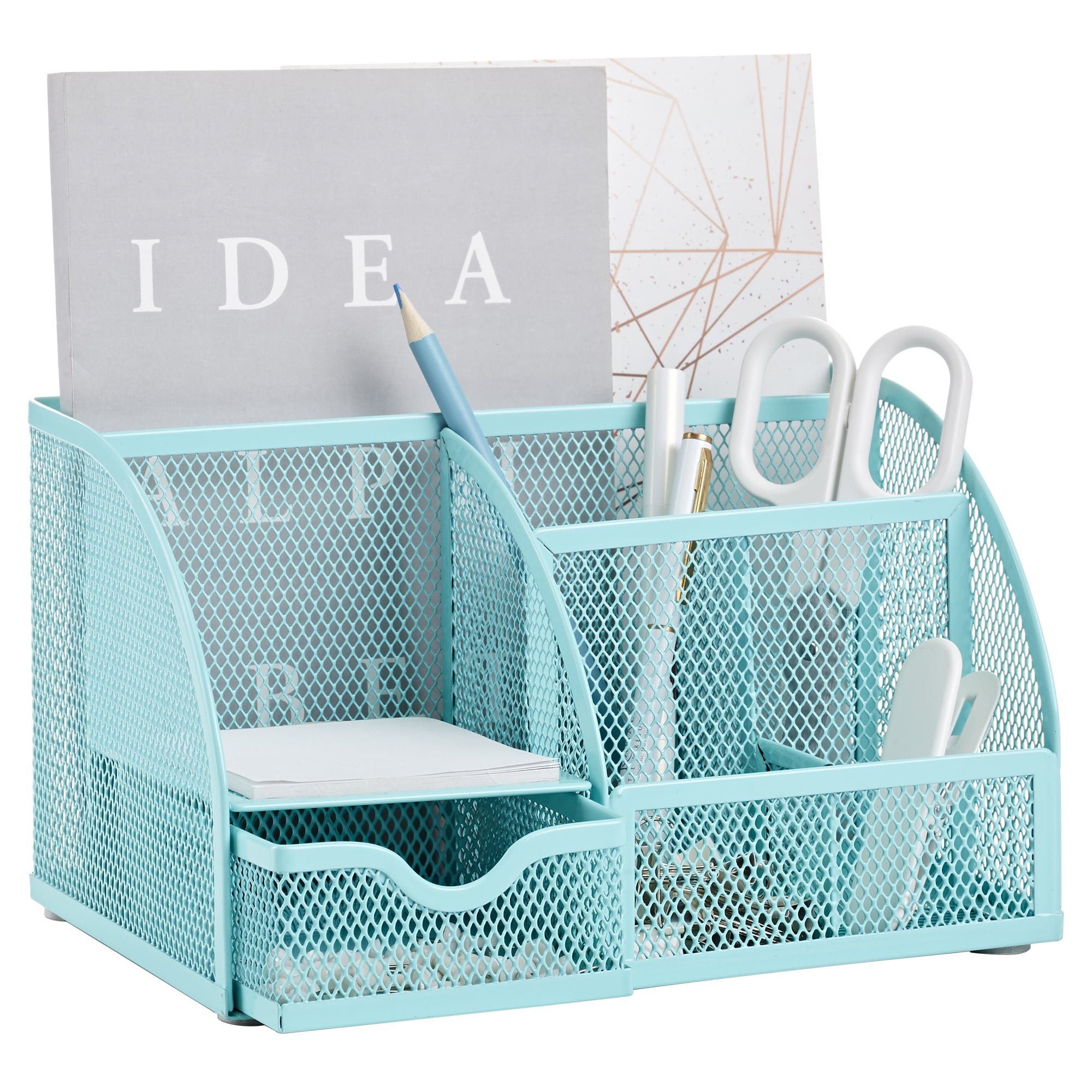EXERZ Wire Mesh Desk Organizer Turquoise