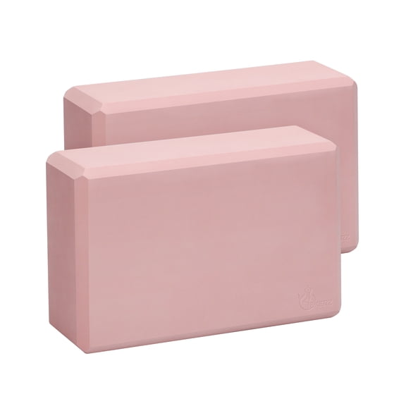 EXERZ Yoga Blocks 2 pack, Gym Blocks, Exercise Workout Fitness Bricks, Pilates Stretch Handstand Non-Slip (Blush Pink 2pcs)