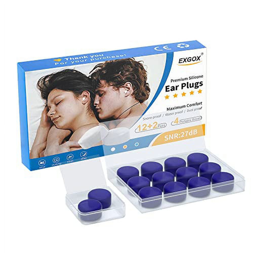 EXGOX 7Pairs Silicone Ear Plugs for Sleeping Noise Cancelling Reusable