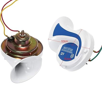 EXHRN02 MOCC Loud Snail Shaped Horn with 22 Sound Tone, Electric Air Siren for Bike Motorcycle Car SUV Bus Truck & Off Road Vehicle (1 Set