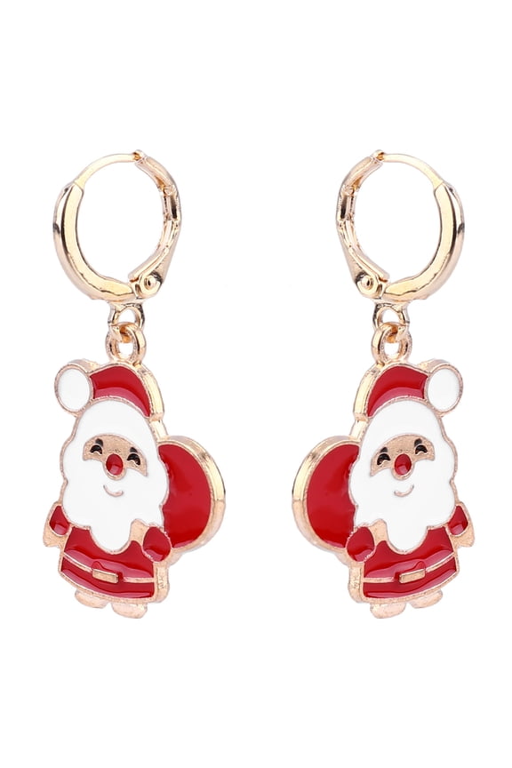 1 Pair Red Alloy Festival Earrings for Women Christmas Holiday Jewelry