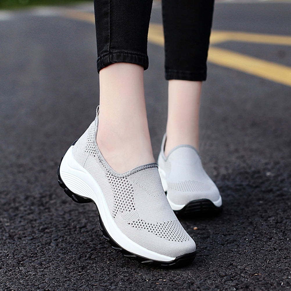 EXHUMKY Women's Grey Hiking Shoes Lightweight Breathable Outdoor Footwear Comfortable for Walking and Trekking