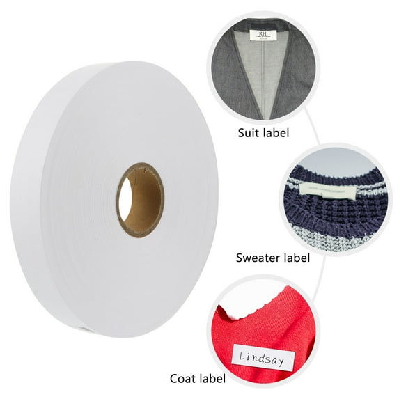 EXHUMKY 1 Roll White Ironing Friendly Writable Clothing Labels for Retail Users 20x7.9in