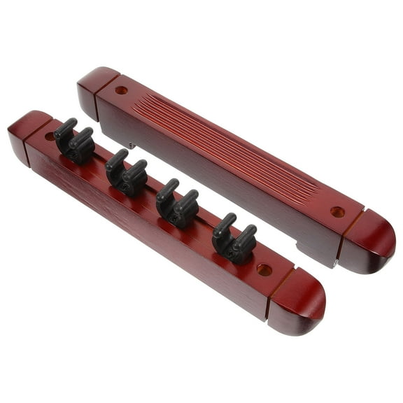 EXHUMKY Exhumky 1 Set Multi Slot Billiard Cue Holder Dark Red Solid Wood Wall Mounted