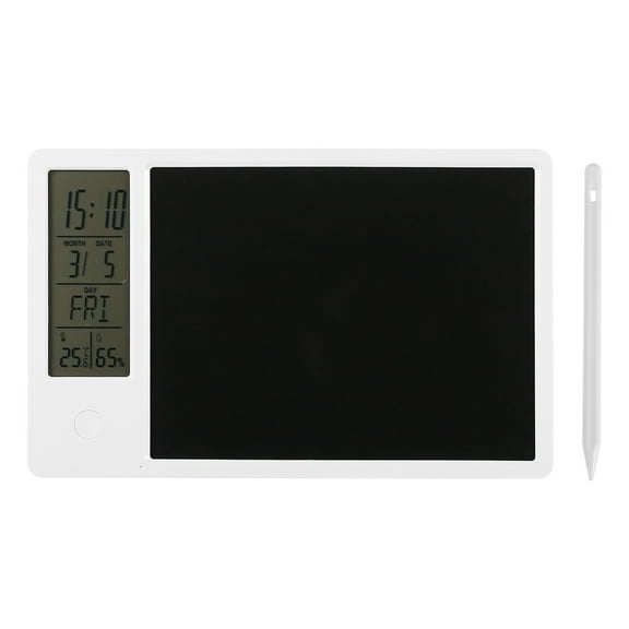 EXHUMKY Weather Writing Pad with LCD Clock, Calendar, Temperature and Humidity Display for Home and Office Use, White