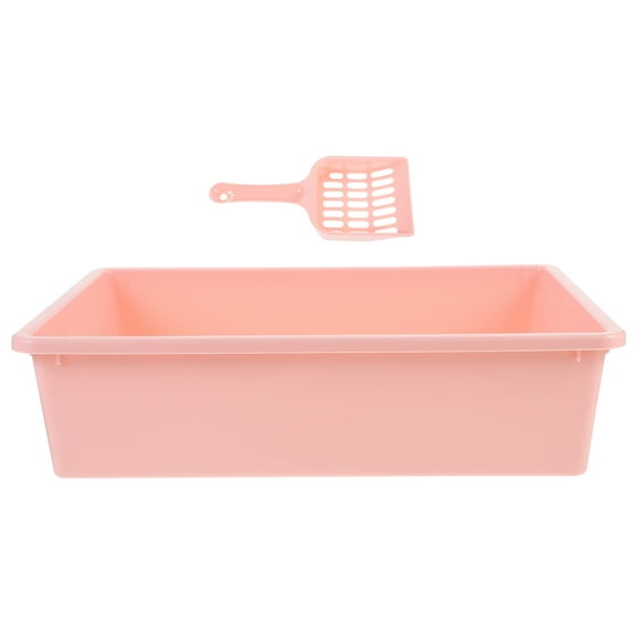 EXHUMKY Pink PP Cat Litter Box Kit Easy Clean Practical for Pet Use 1Set