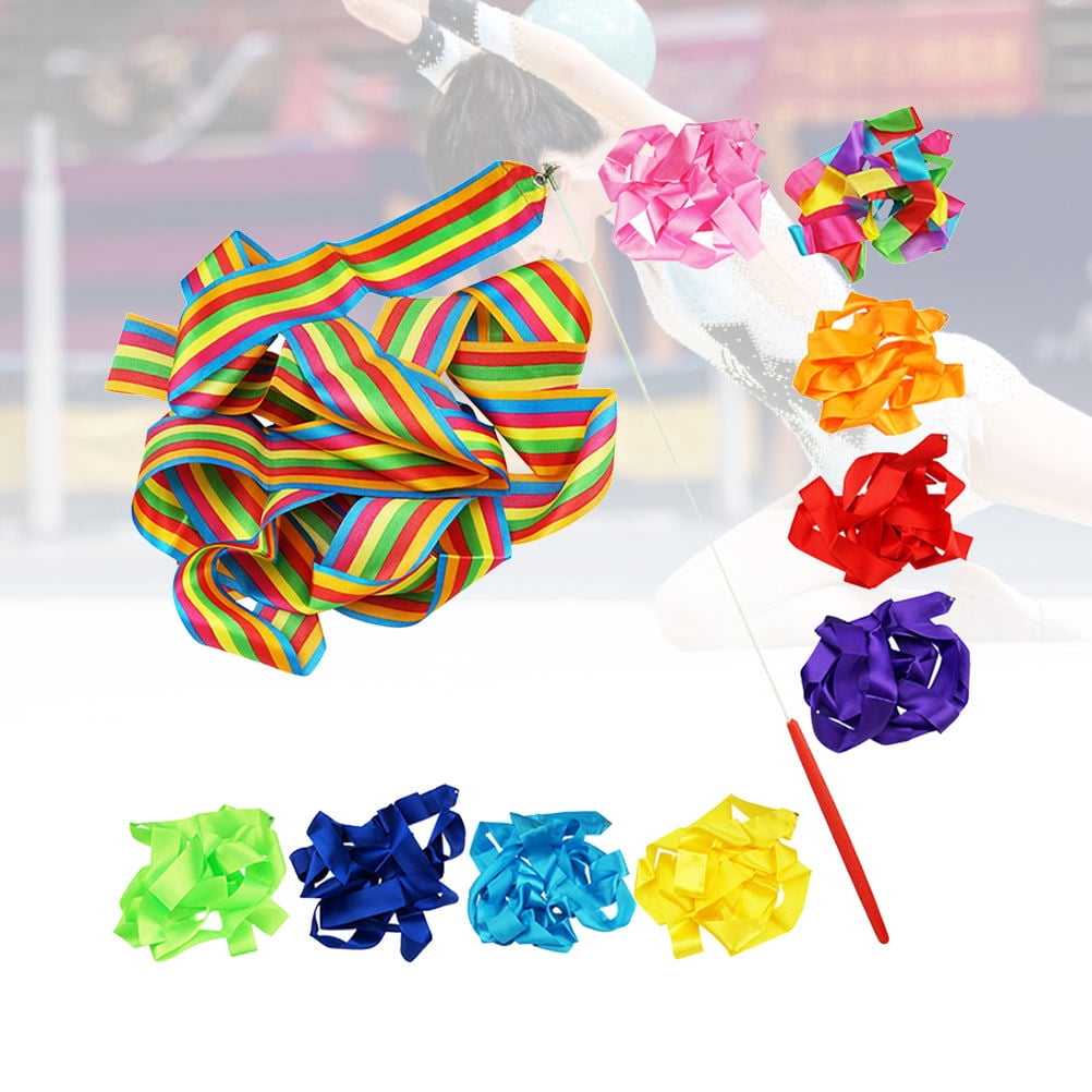 EXHUMKY 10 Pcs Wide Dance Ribbons Assorted Color Soft Silk Fitness ...
