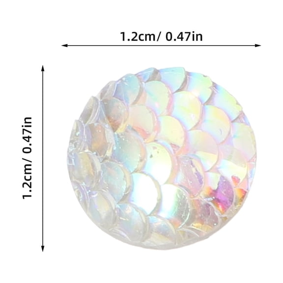 EXHUMKY 100 Pieces White Iridescent Resin Flatback for Jewelry Crafting and Supplies