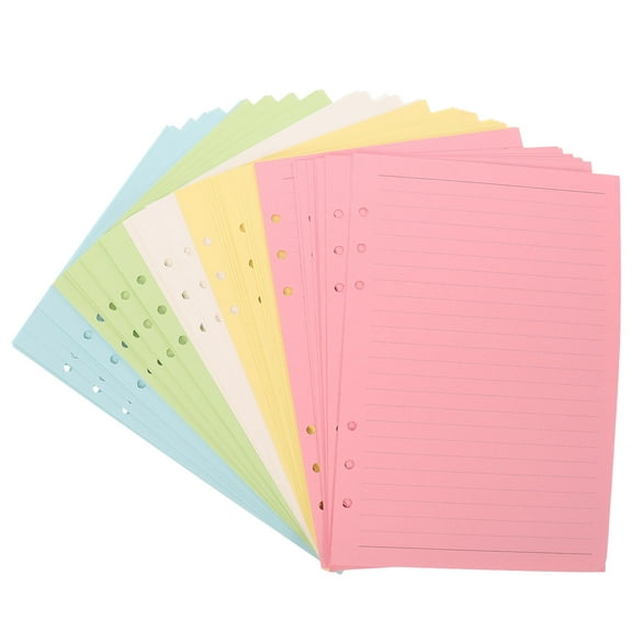 EXHUMKY 100 Sheets A5 Lined Refill Paper for Loose Leaf Paper Colored Document Writing