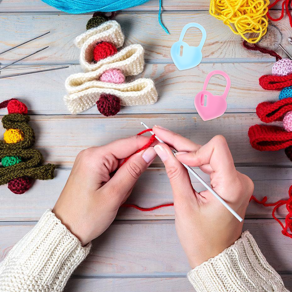 EXHUMKY 1000Pcs Heart Shaped Locking Stitch Markers Assorted Colors for Knitting and Crocheting