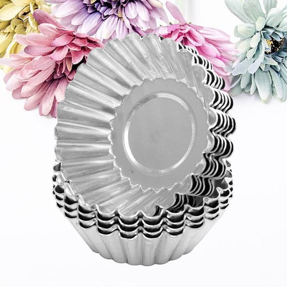 EXHUMKY 100pcs Metal Mould Silver Cup Cake Molds with Nonstick Coating for Baking