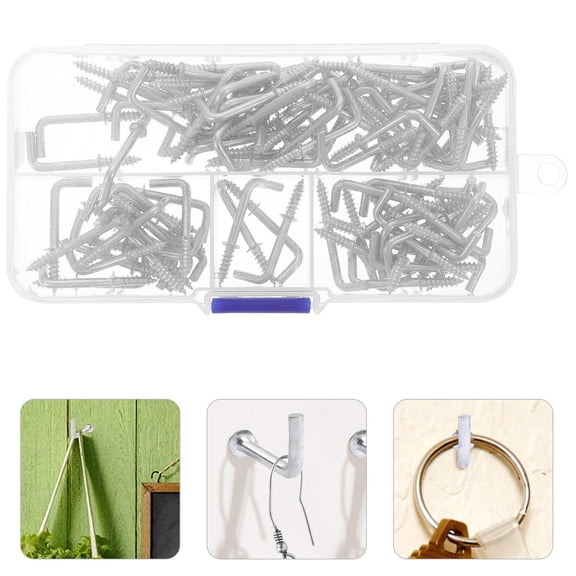 EXHUMKY 100Pcs L Shaped Metal Hooks Self Tapping Right Angle Screws for Home Use