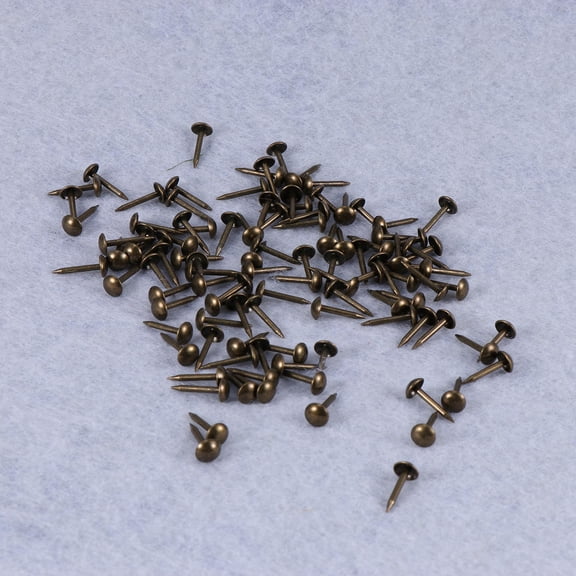 EXHUMKY 100Pcs Antique Round Brass Nails Firm Iron Tack for Sofa Chair Bed Decoration