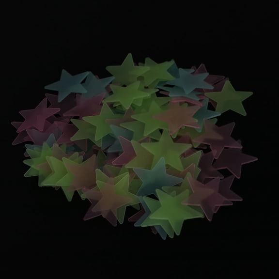 EXHUMKY 100Pcs Romantic Wall Stickers Plastic Glowing Stars for Living Room and Bedroom