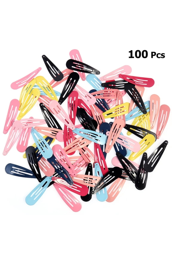 100pcs Assorted Color Hair Snap Clips for Toddlers Metal Styling Accessories