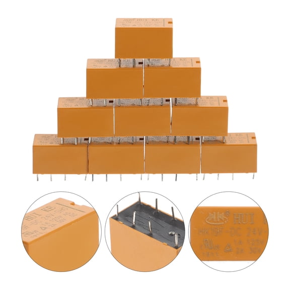 EXHUMKY 10Pcs Compact Orange 24V Latching Relay Power Relay for Industrial Automatic Control