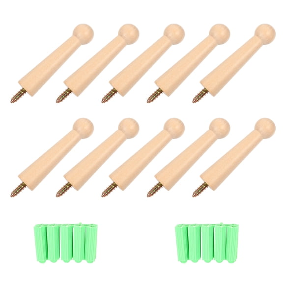 EXHUMKY  10Pcs DIY Wooden Wall Hooks Bedroom Coat Storage
