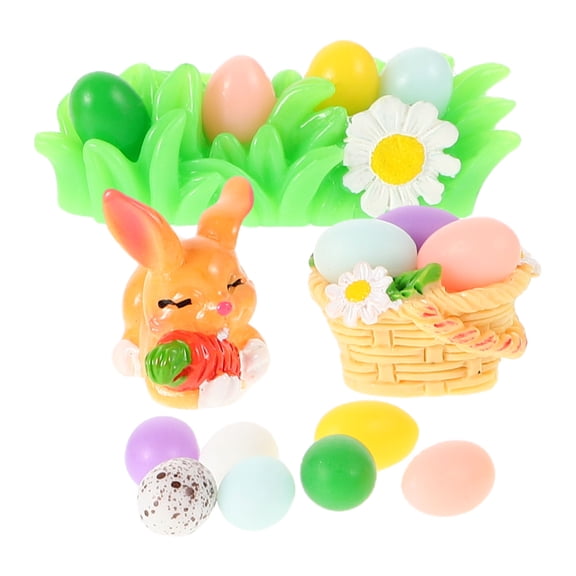 EXHUMKY 10-Piece Resin Easter Bunny Figurines Set, Assorted Colors, Festive Spring Home and Office Decoration