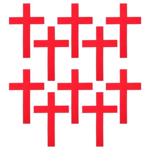 EXHUMKY 10Pcs Red Cathedral Cross Wall Sticker Easy Install Decorative Wall Art
