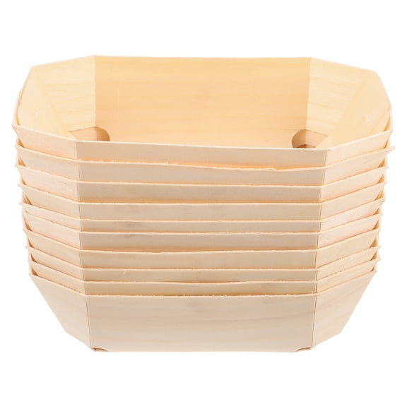 EXHUMKY 10Pcs Wooden Picnic Boxes Natural Sushi Holder Cake Tray for Serving and Packaging