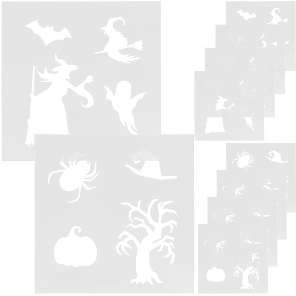 EXHUMKY Reusable Drawing Stencil Set Portable Plastic Sign Stencils for Wall Supplies White Exhumky 10Sheets