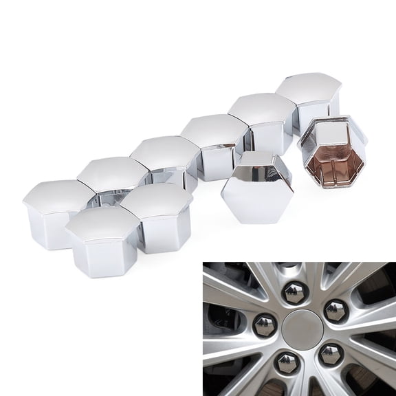 EXHUMKY 10-Piece Metal Plated Wheel Bolt Covers, Rub Resistant Lug Nut Caps for Car Tire Rim Replacement Accessories