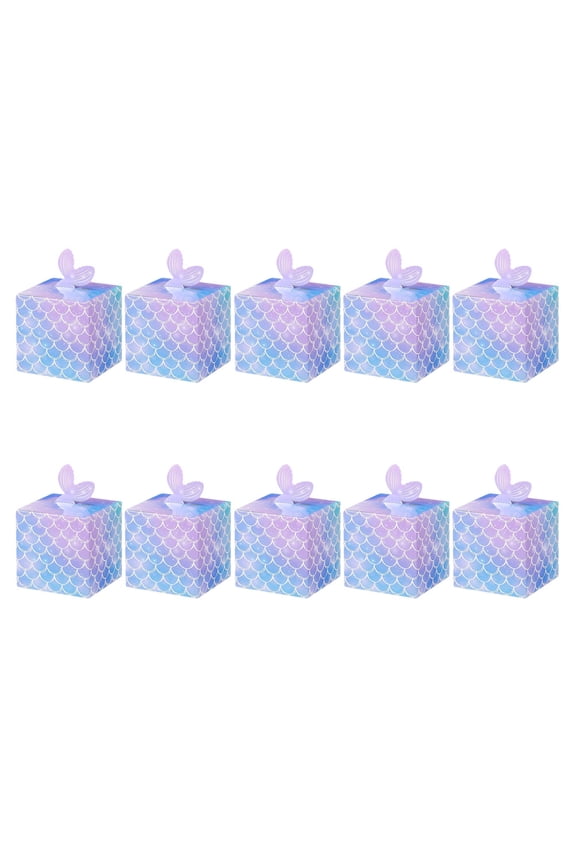 Wedding Party Table Favors Mermaid Tail Boxes Purple Paper For Guests Wedding 10pcs