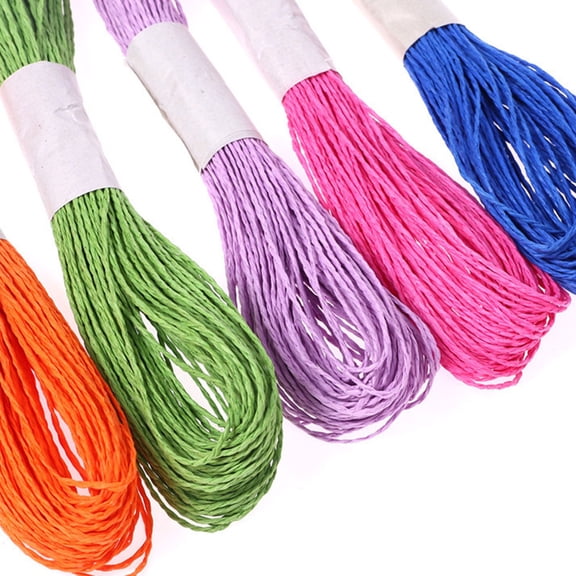EXHUMKY 12Pcs Paper Twine Assorted Color Biodegradable Cord for Wrapping and Floral Art
