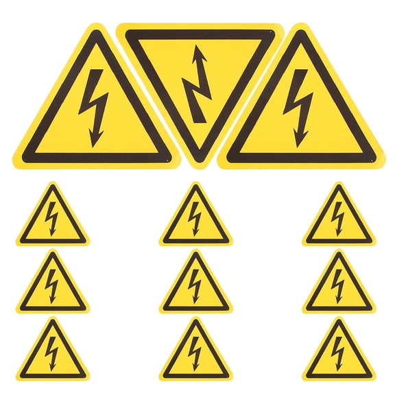 EXHUMKY 12Pcs Electrical Warning Stickers Yellow Adhesive Safety Labels for High Voltage Equipment and Panels