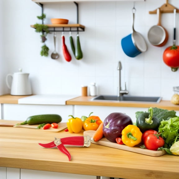 EXHUMKY 12Pcs Red Artificial Chili Pepper Hanging String Lightweight Plastic Decorative Vegetable