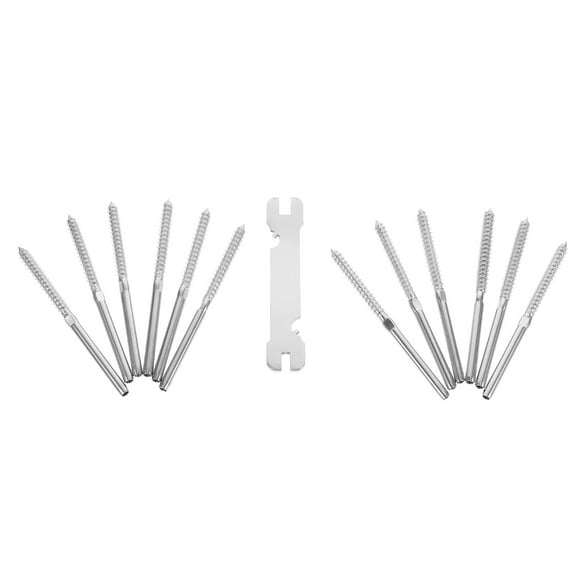 EXHUMKY 12Pcs Silver Lag Screws for Cable Railing and Deck Railing Wire Clamp 10.2X0.4Cm