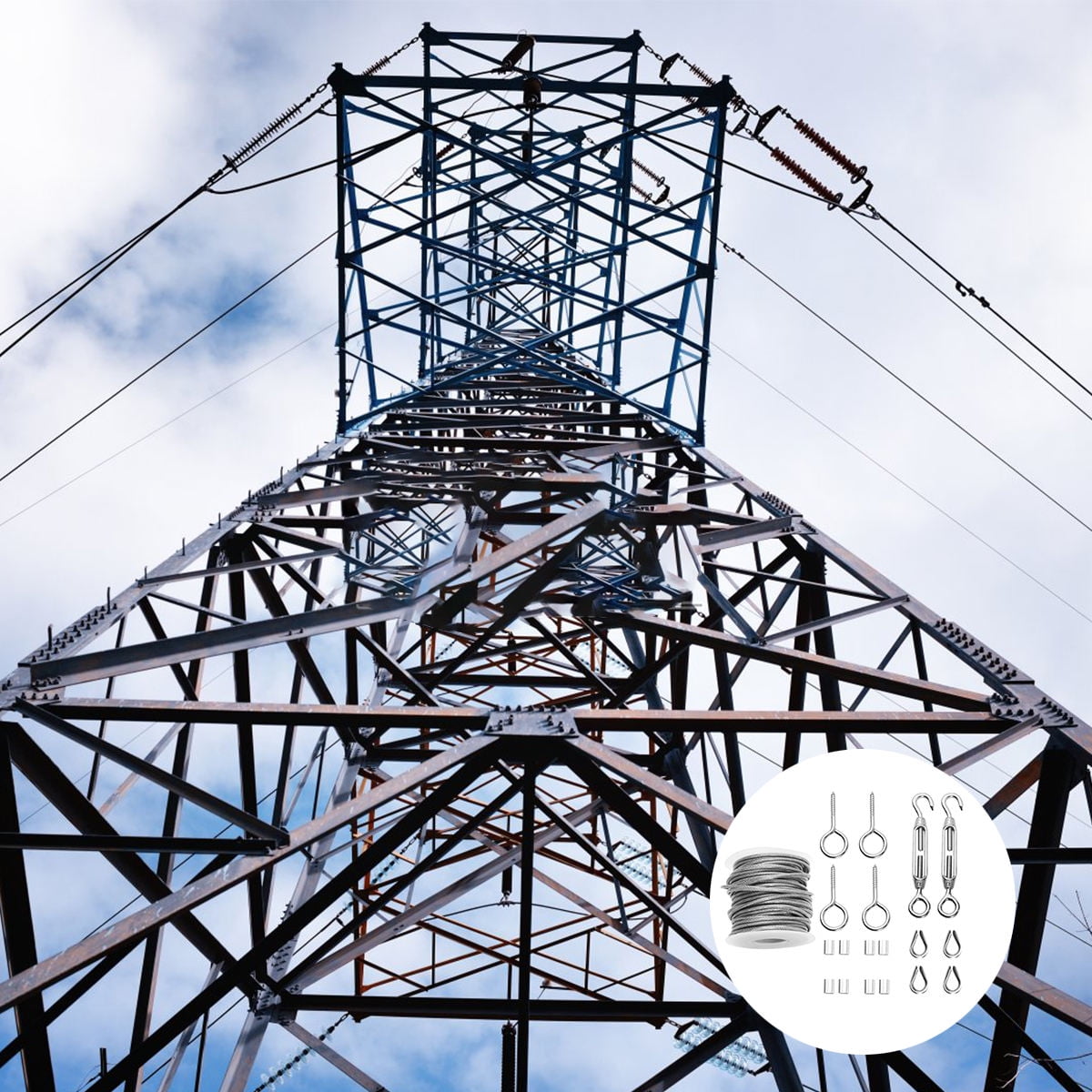 EXHUMKY 19Pcs Nylon Coated 304 Stainless Steel Wire Rope Cable for Deck ...