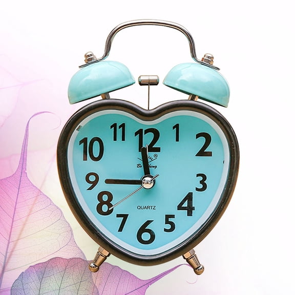 EXHUMKY Creative Ring Bell Heart Alarm Clock Sky-Blue for Home Use 1Pc