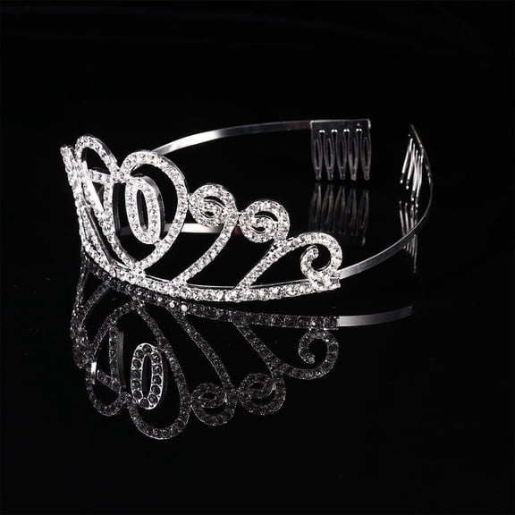 EXHUMKY 1PC Princess Style Crown with Comb for 70th Birthday for Women in Silver