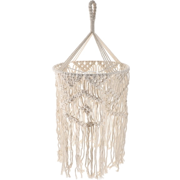 EXHUMKY Beige Bohemian Macrame Lamp Shade Woven Pendant Ceiling Lamp Shade for Home Decor