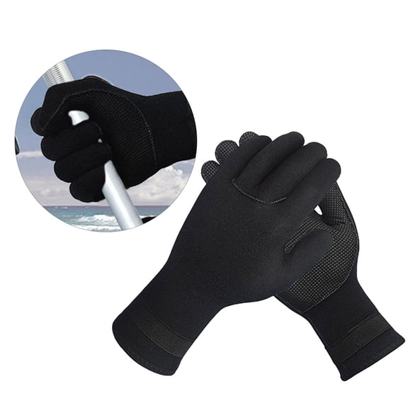 EXHUMKY 1Pair Black Diving Gloves for Fishing Neoprene Anti Scratch Warm Gloves for Water Sports