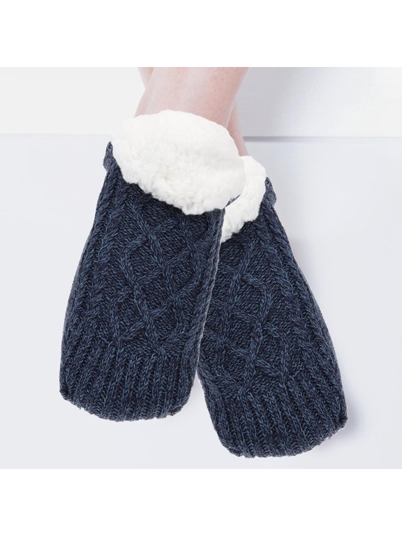 1Pair Navy Plush Womens Slipper Socks Soft Breathable Warm Floor Socks for Home