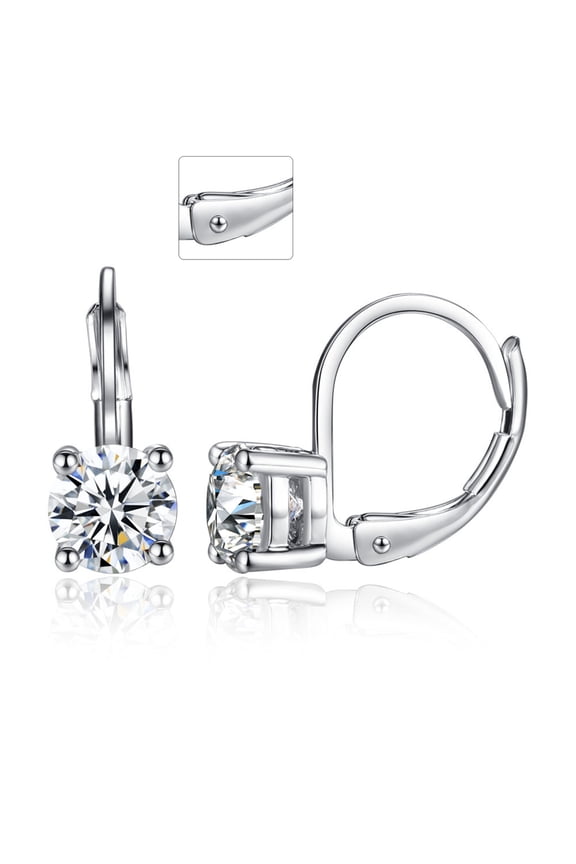 1Pair Elegant White Four Claws Crystal Earrings for Birthday Parties