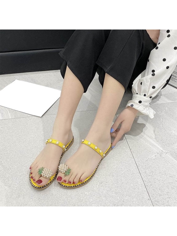 Premium Yellow Pineapple Slippers Non-Slip Flat for Home 1Pair
