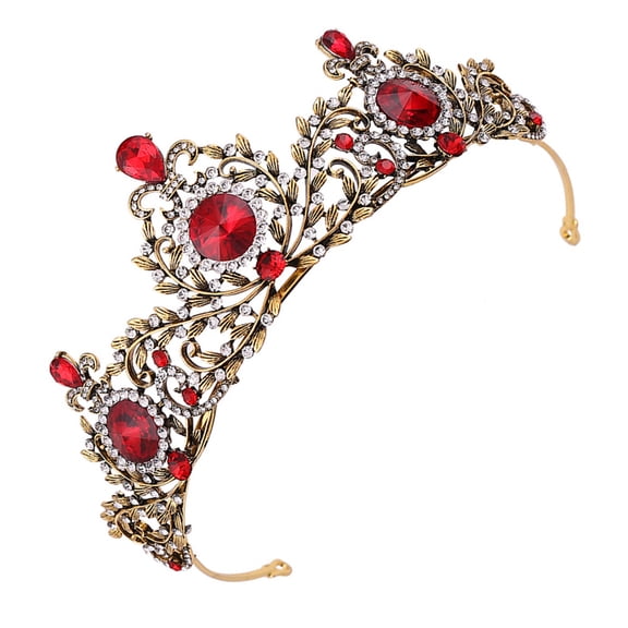 EXHUMKY 1Pc Bridal Crown Multi Color Alloy Leaves Wedding Hair Tiara for Engagement and Party Decoration